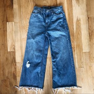 Urban Outfitters Wide Leg Raw Hem Distressed Jeans